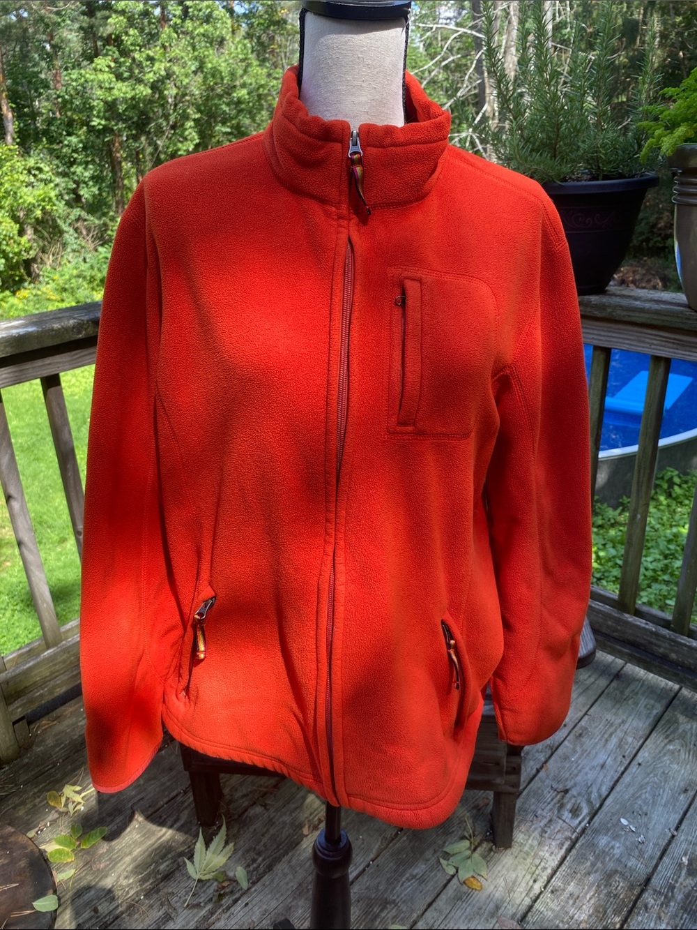 Eddie Bauer Bright Orange Full-Zip Utility Fleece Jacket